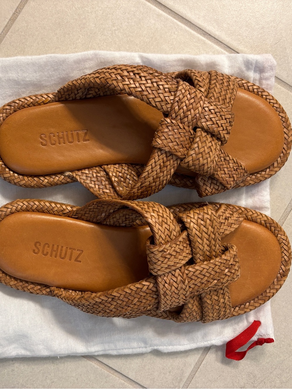 Schutz womens Braided Slide Sandals in Tan 6.5